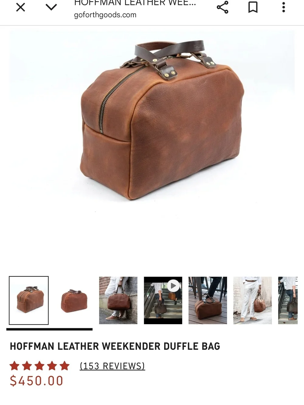 Go Forth Goods Hoffman Weekender In Cognac Bison